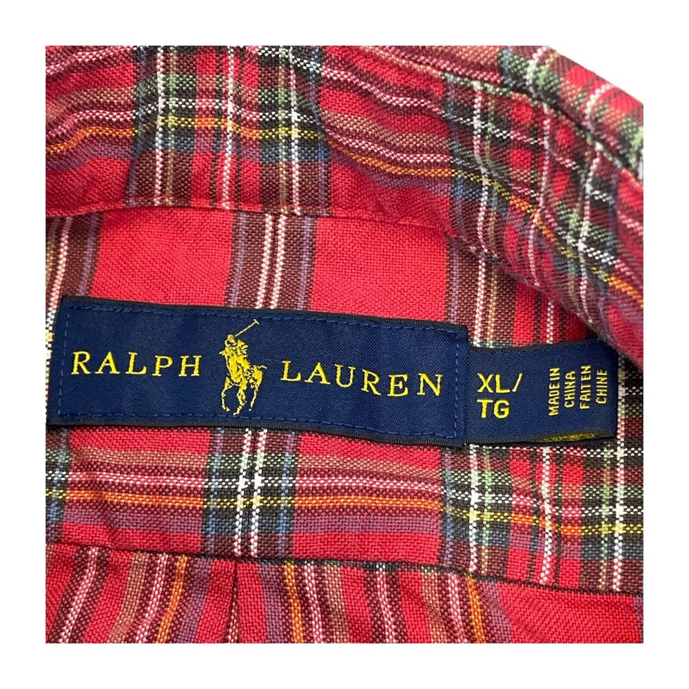 Ralph Lauren Shirt Men's Large Red Green Plaid Relaxed Fit Classic Button-Down - Picture 2 of 8